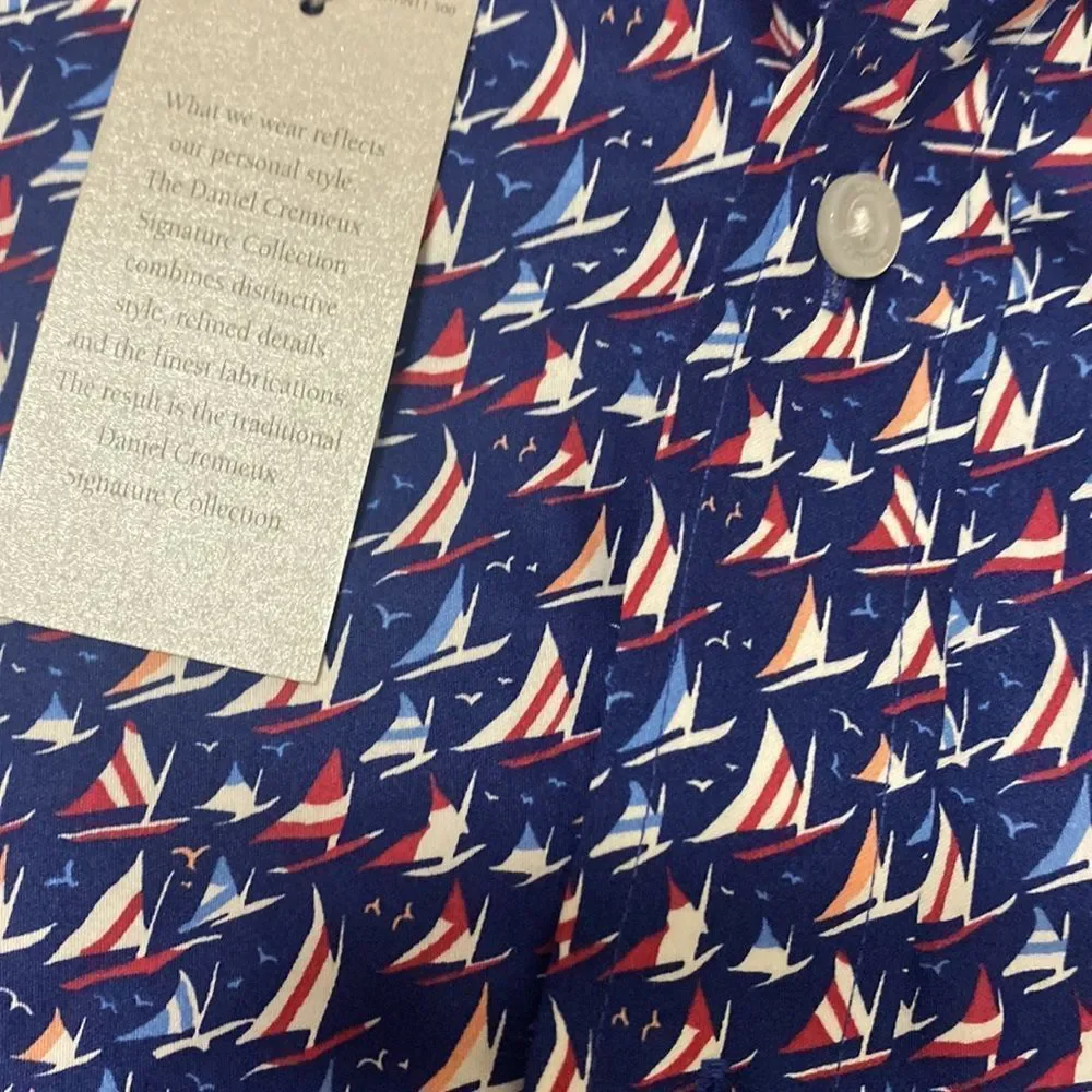 NWT Button Up Men’s Shirt with Sailboats - Picture 5 of 8